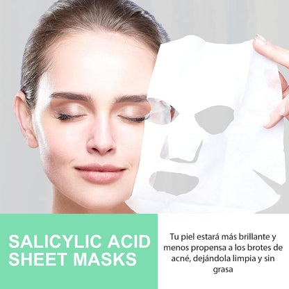 KORAL Salicylic Acid Facial Mask (10 Units x 25ml) with Azelaic Acid, Skin Care & Hydrating - Vegan Skincare, Korean Formulas with Active Ingredients - Unisex