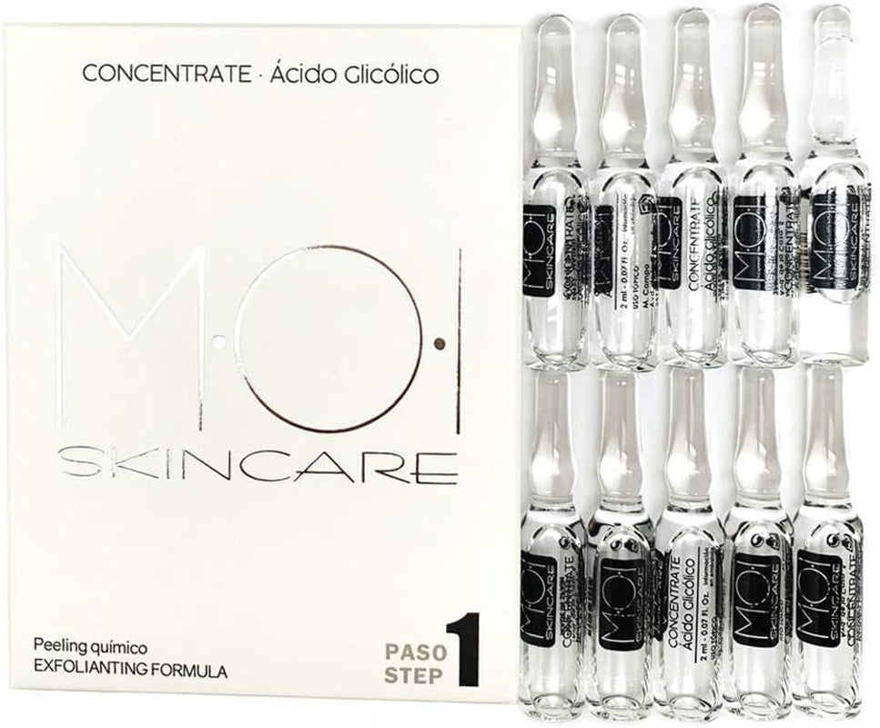 Facial Ampoules with 10% Glycolic Acid - 10 Vials of 2ml Each by M·O·I Skincare