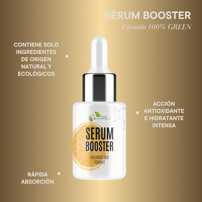 MY SKINCARE Hyaluronic Acid and Vitamin C Serum Booster for Anti-Aging, Dark Spot Treatment, and Brightening. 100% Green Formula