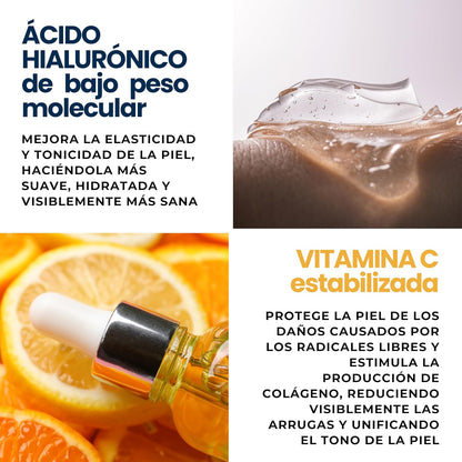 MY SKINCARE Hyaluronic Acid and Vitamin C Serum Booster for Anti-Aging, Dark Spot Treatment, and Brightening. 100% Green Formula