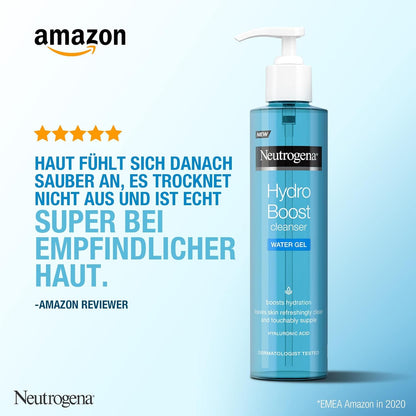 Neutrogena Hydro Boost Gentle Facial Cleanser with Hyaluronic Acid and Glycerin for All Skin Types, 200 ml