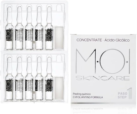Facial Ampoules with 10% Glycolic Acid - 10 Vials of 2ml Each by M·O·I Skincare
