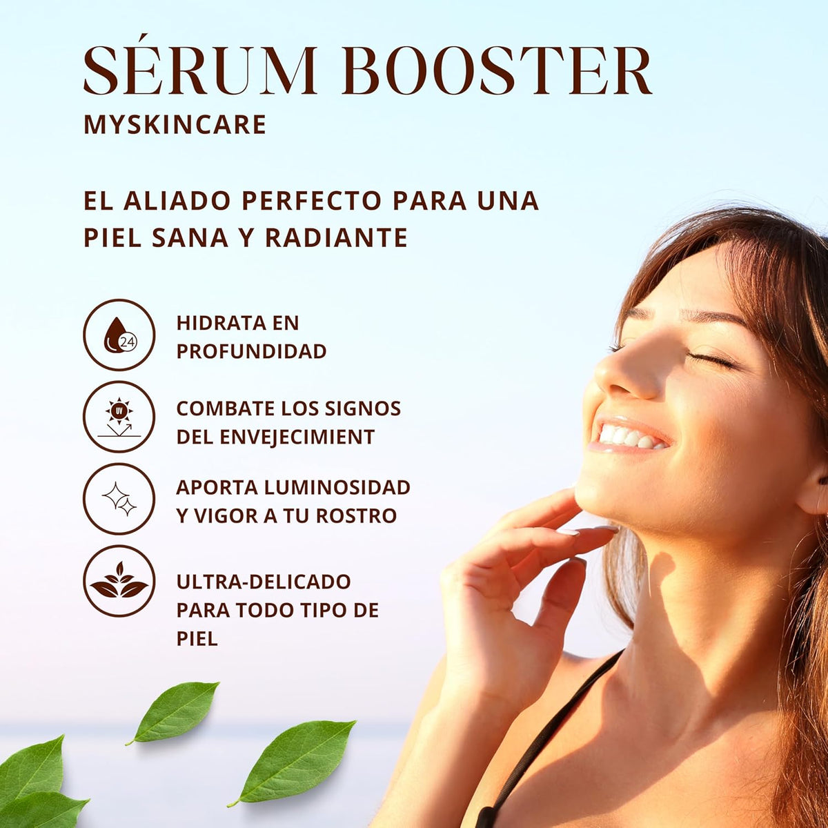 MY SKINCARE Hyaluronic Acid and Vitamin C Serum Booster for Anti-Aging, Dark Spot Treatment, and Brightening. 100% Green Formula