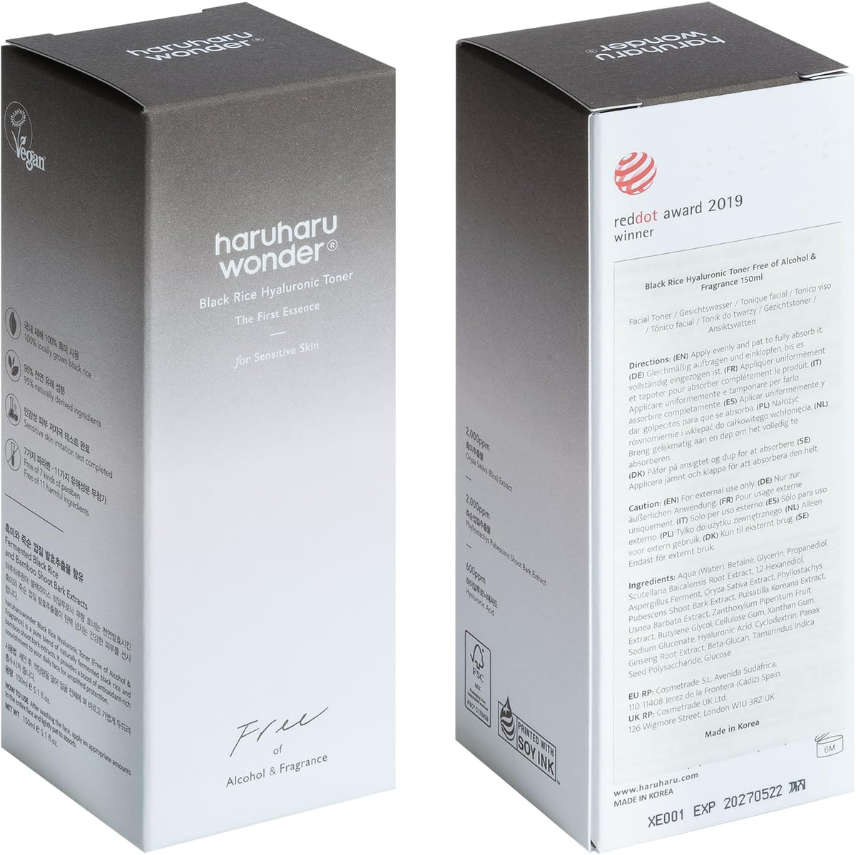Wonder – Tónico Hidratante de Arroz Negro para Piel Sensible 150 ml