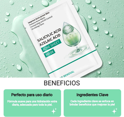 KORAL Salicylic Acid Facial Mask (10 Units x 25ml) with Azelaic Acid, Skin Care & Hydrating - Vegan Skincare, Korean Formulas with Active Ingredients - Unisex